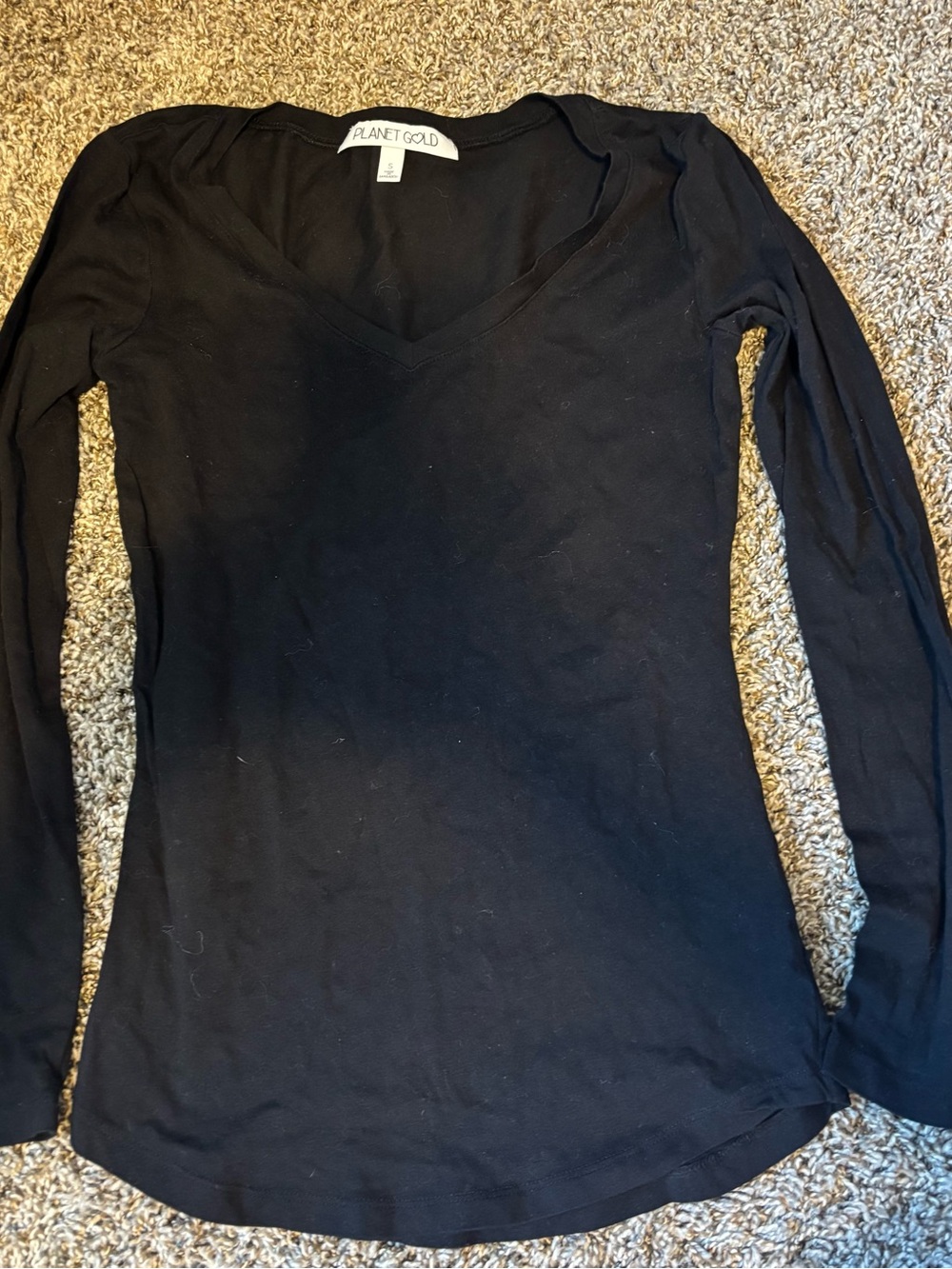 Planet Gold Black V-Neck Top